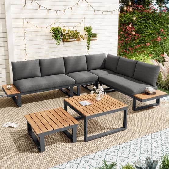 Salon de jardin d’angle acier inclinable