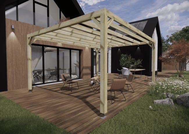 Pergola adossée Vert en Bois 20.16 m²